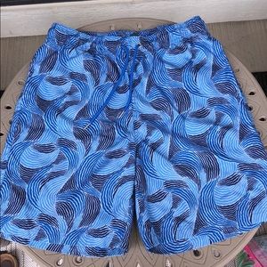 Men’s blue Land’s End swim trunks